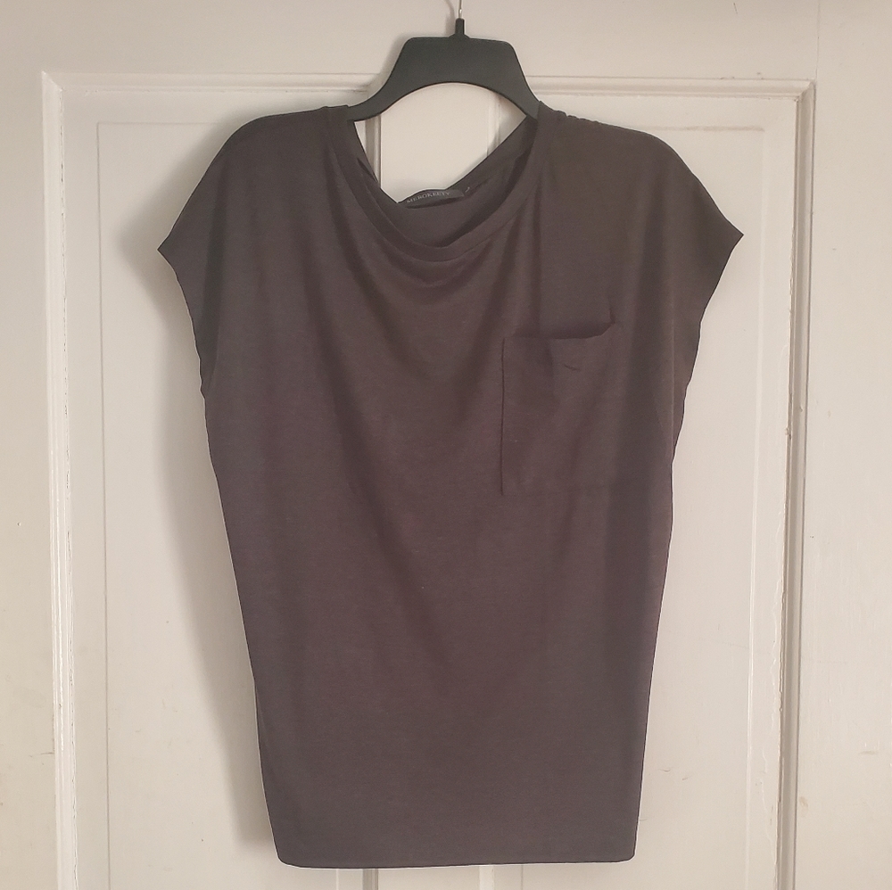 Women's Dark Gray Casual Cap Sleeve Loose Blouse